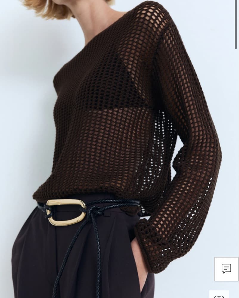 Mango Long Sleeved Crochet Sweater - Image 1