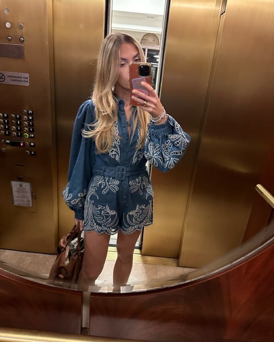 Boutique denim Embroidered romper - Image 2