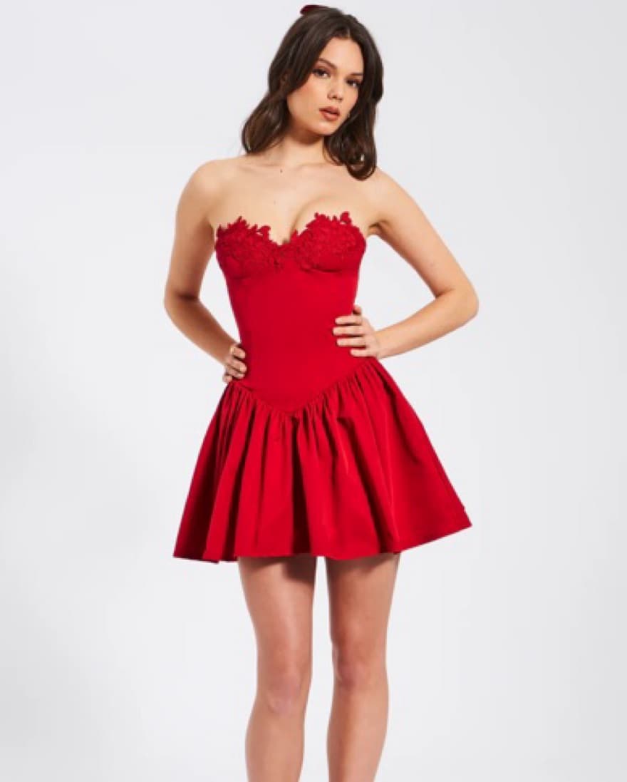 Miss circle Red Lace Corset Puffy Dress - Image 4