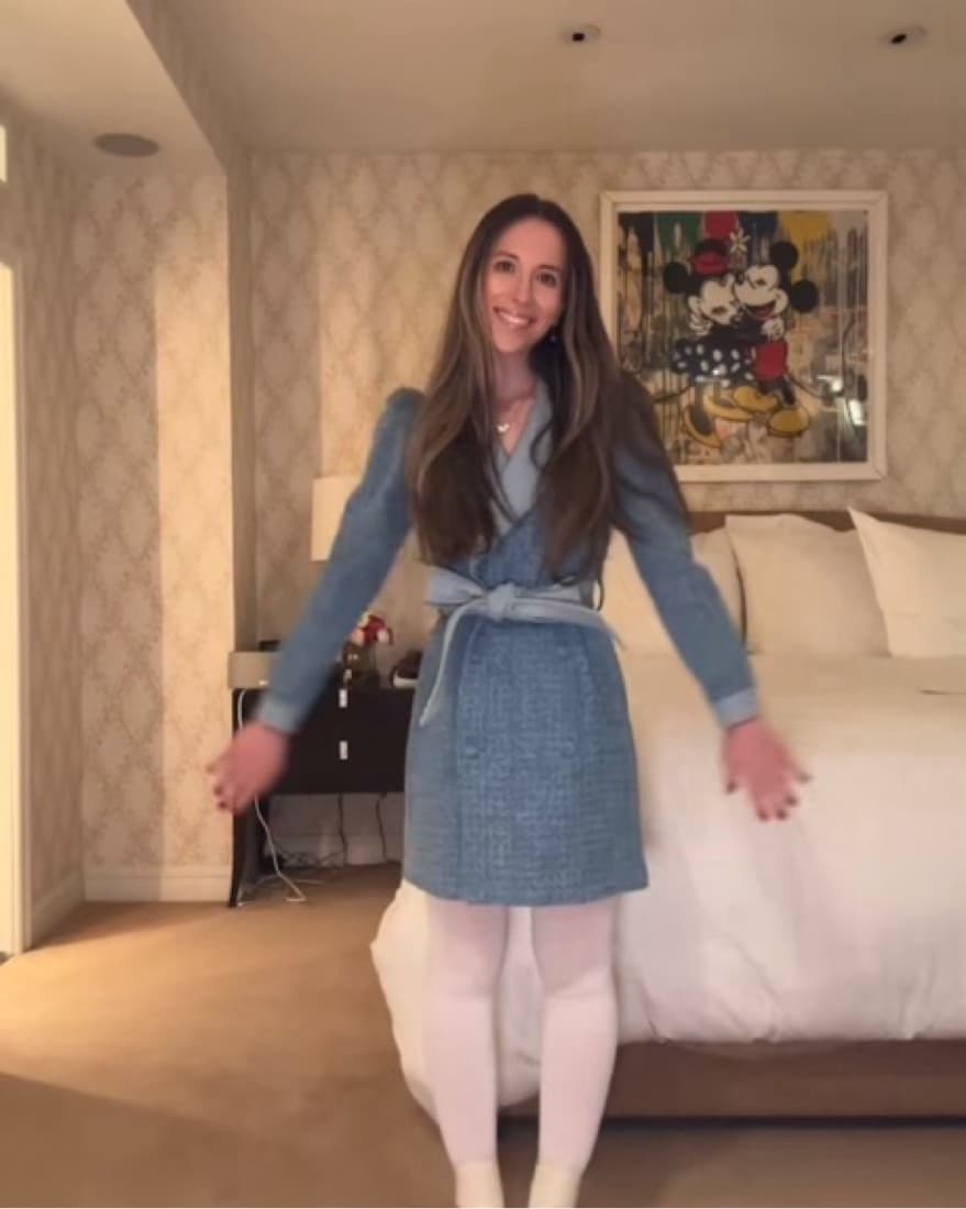 Denim Belted Blazer Dress - Image 6