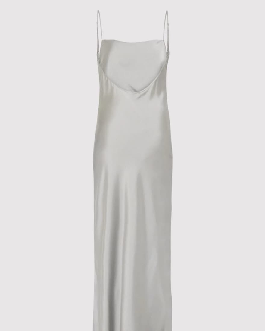 St Agni Low Back Slip Dress Silver - Image 3