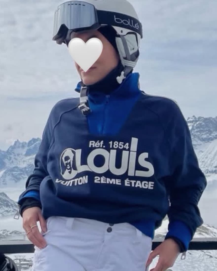 Blue & White LV Sweatshirt Quarter Zip - Image 1