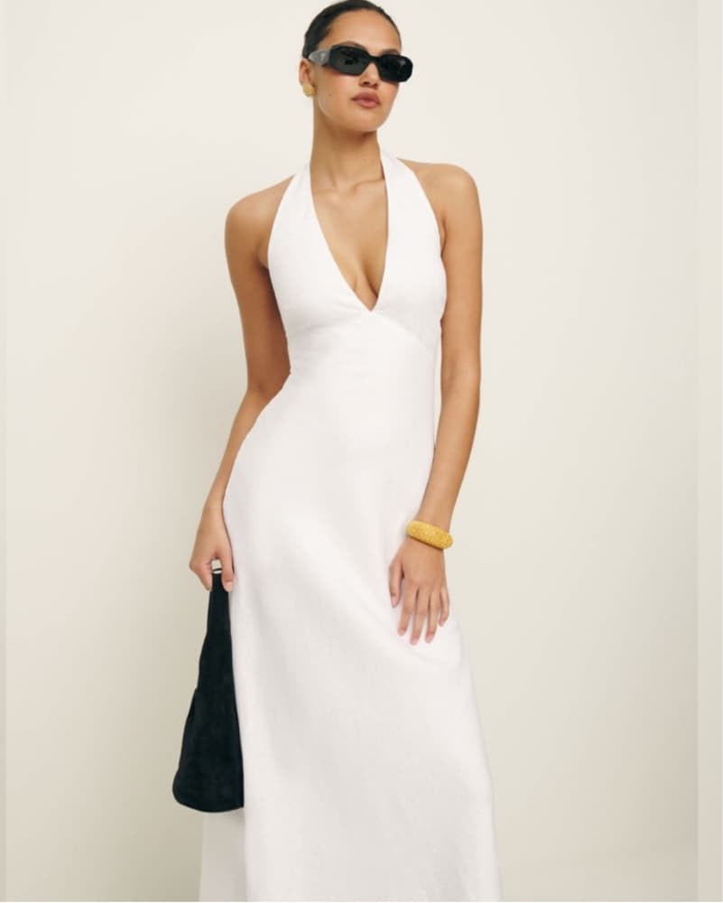 Reformation Delilah Linen Dress in White - Image 1