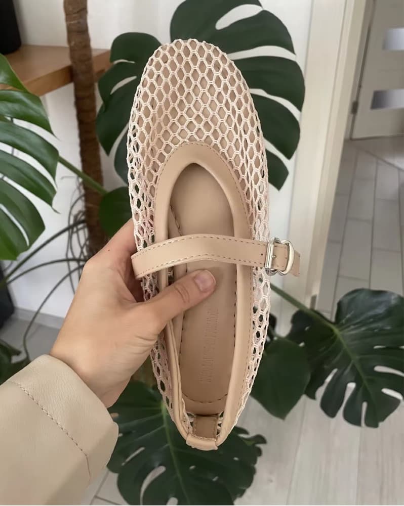 Alaia Dupe Nude Mesh Ballet Flats - Image 3