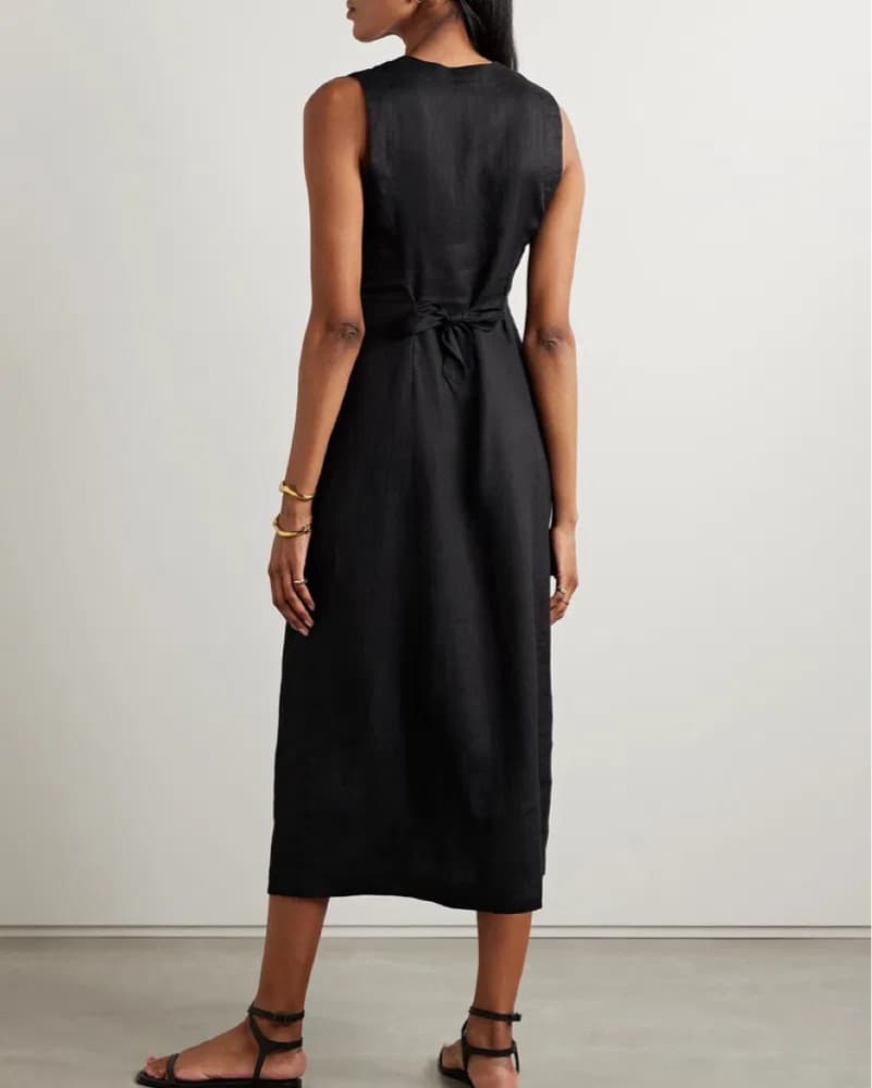Doen Allene Linen Dress in Black - Image 3
