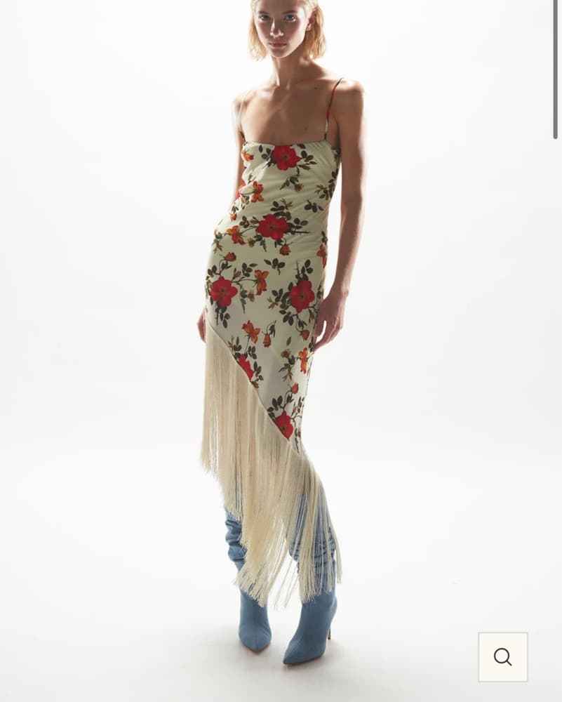 Mirae Floral Fringe Assymetrical Dress - Image 1