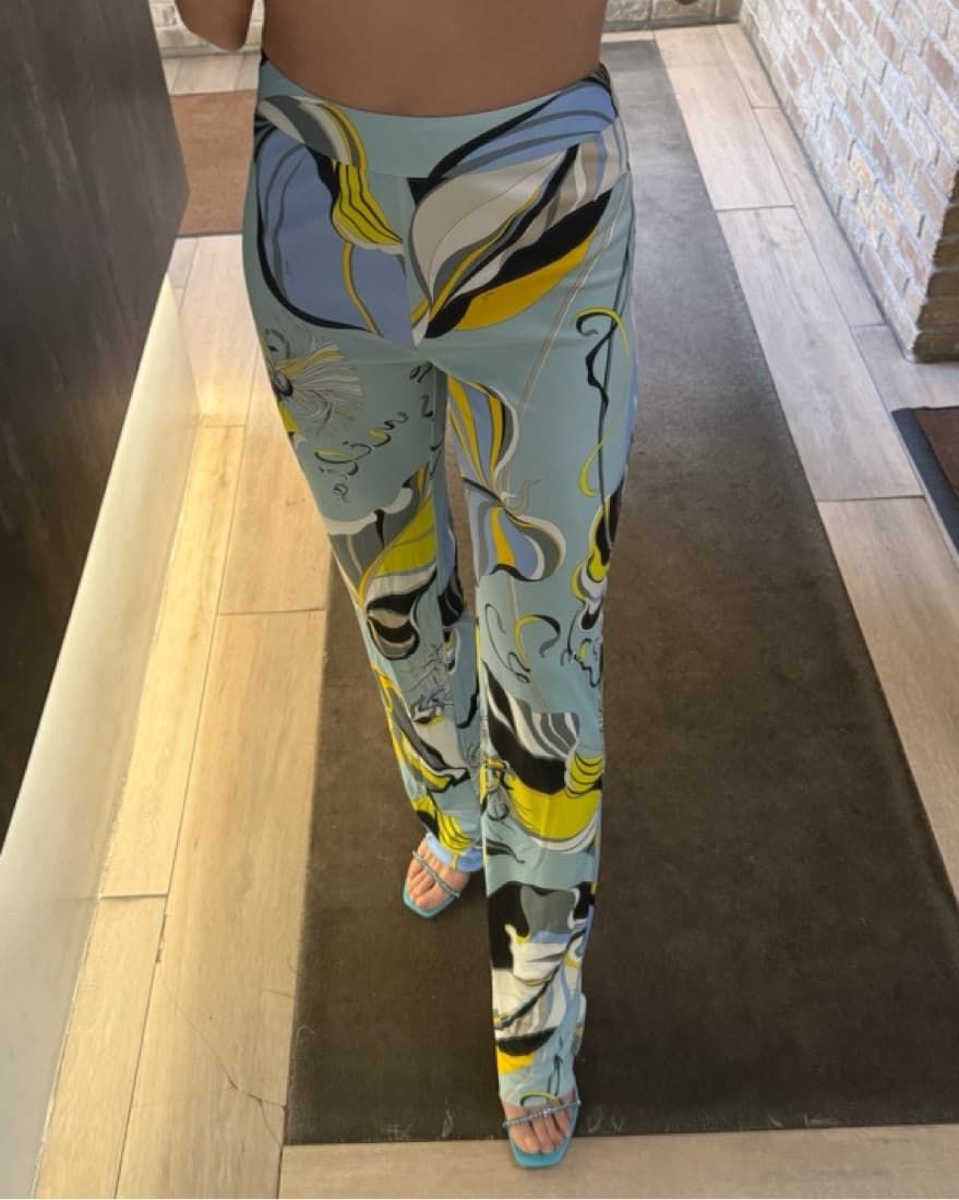 Pucci print High Waisted Pants blue yellow - Image 4