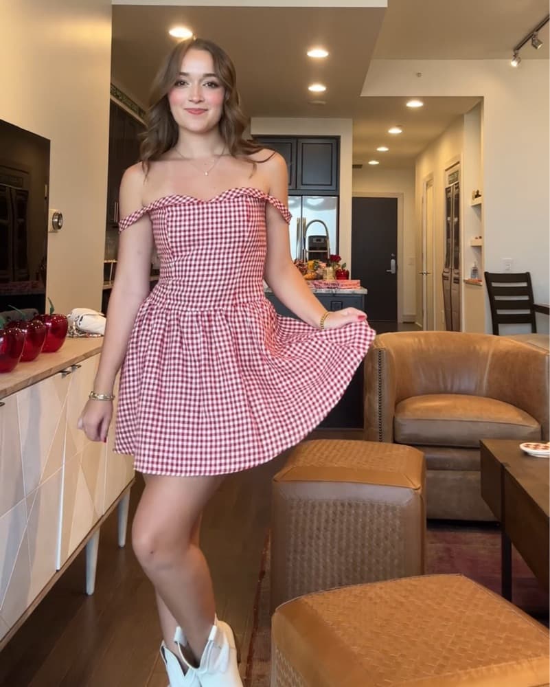 Reformation Sora Linen Check Mini Dress - Image 5