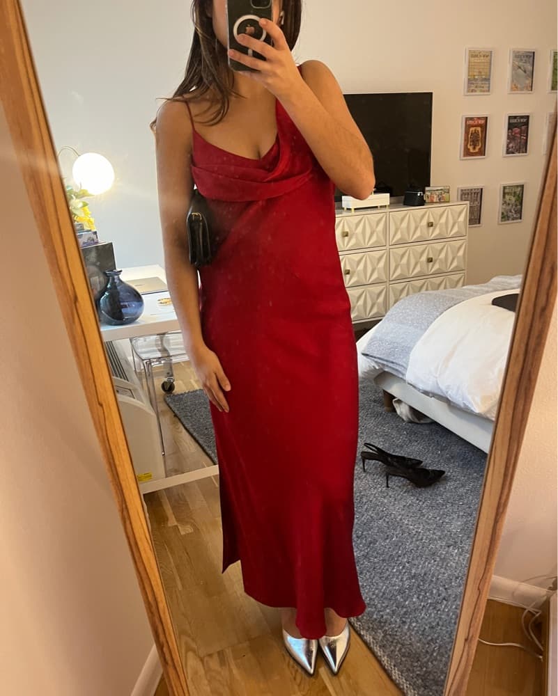 And Other Stories Red Silk Dress - Image 3