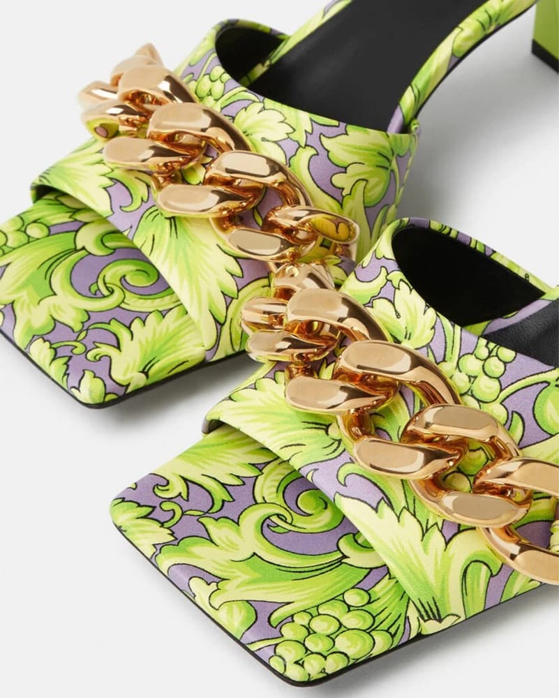 Versace Medusa Chain Borroco Print Mules - Image 5