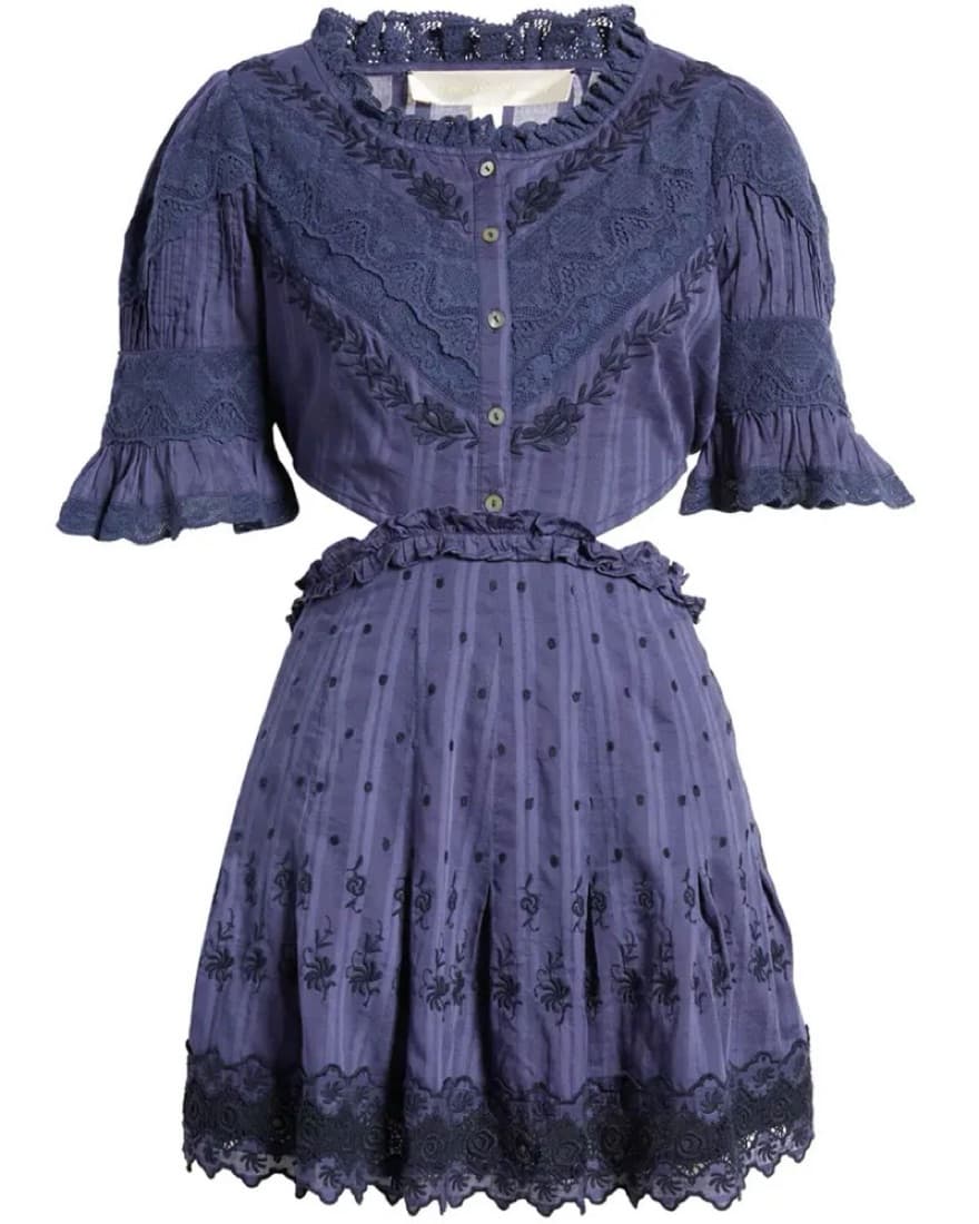 LoveShackFancy Navy Cutout Mini Dress - Image 1
