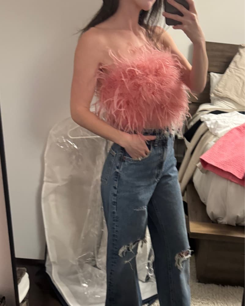 Pink Larmarque Feather Top - Image 3