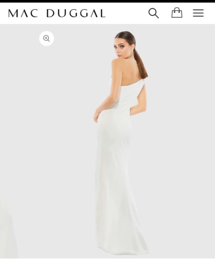 Mac duggal White Crepe One Shoulder  - Image 2