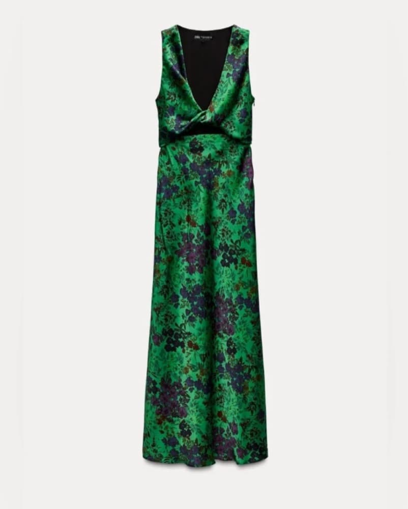 Zara Green Floral Dress - Image 3