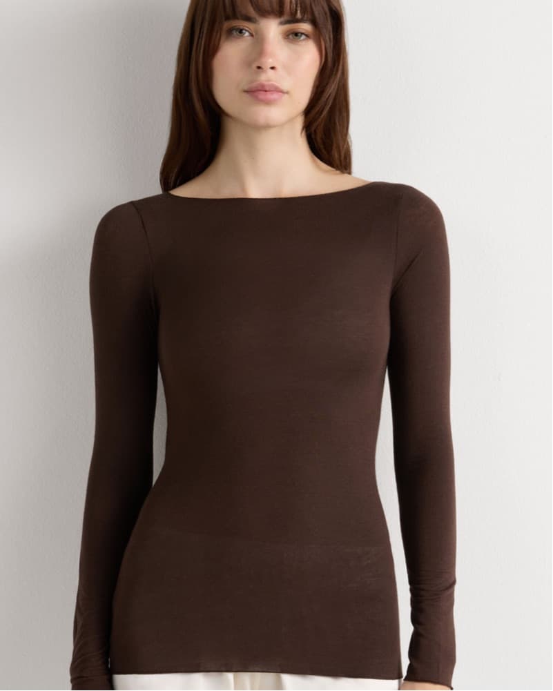 Intimissimi Cashmere Sheer Boat Neck Top - Image 1