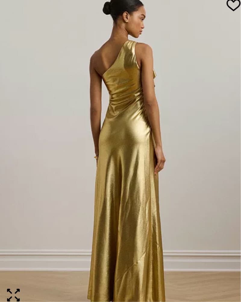 Glamorous One-Shoulder Gold Gown - Image 2