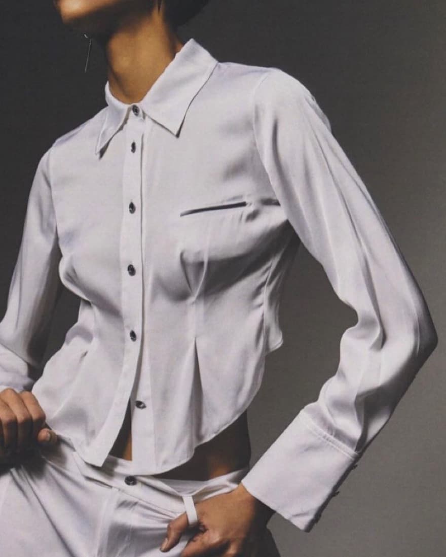 HANWEN Strappy Silk Open Back Blouse - Image 1