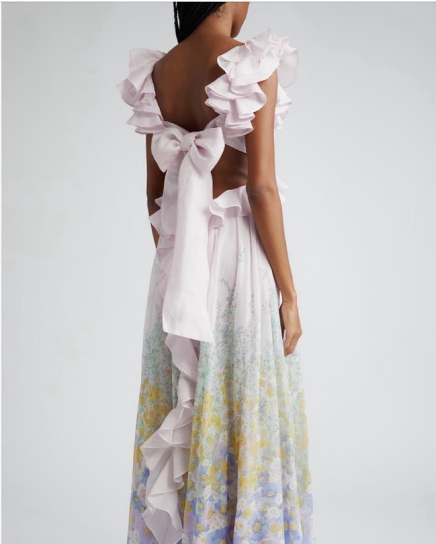 Zimmerman Floral Ruffle Linen/Silk Gown - Image 1