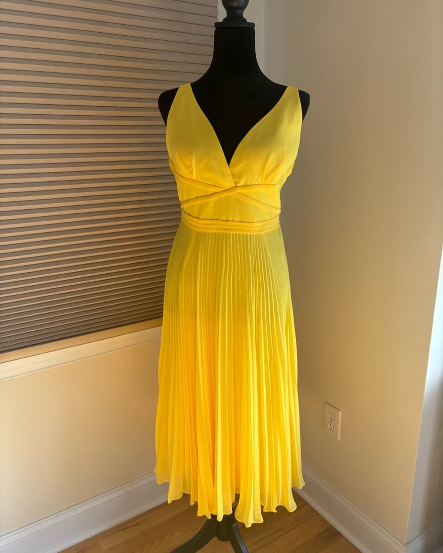 Laundry Yellow Pleated Midi Dress - Image 1
