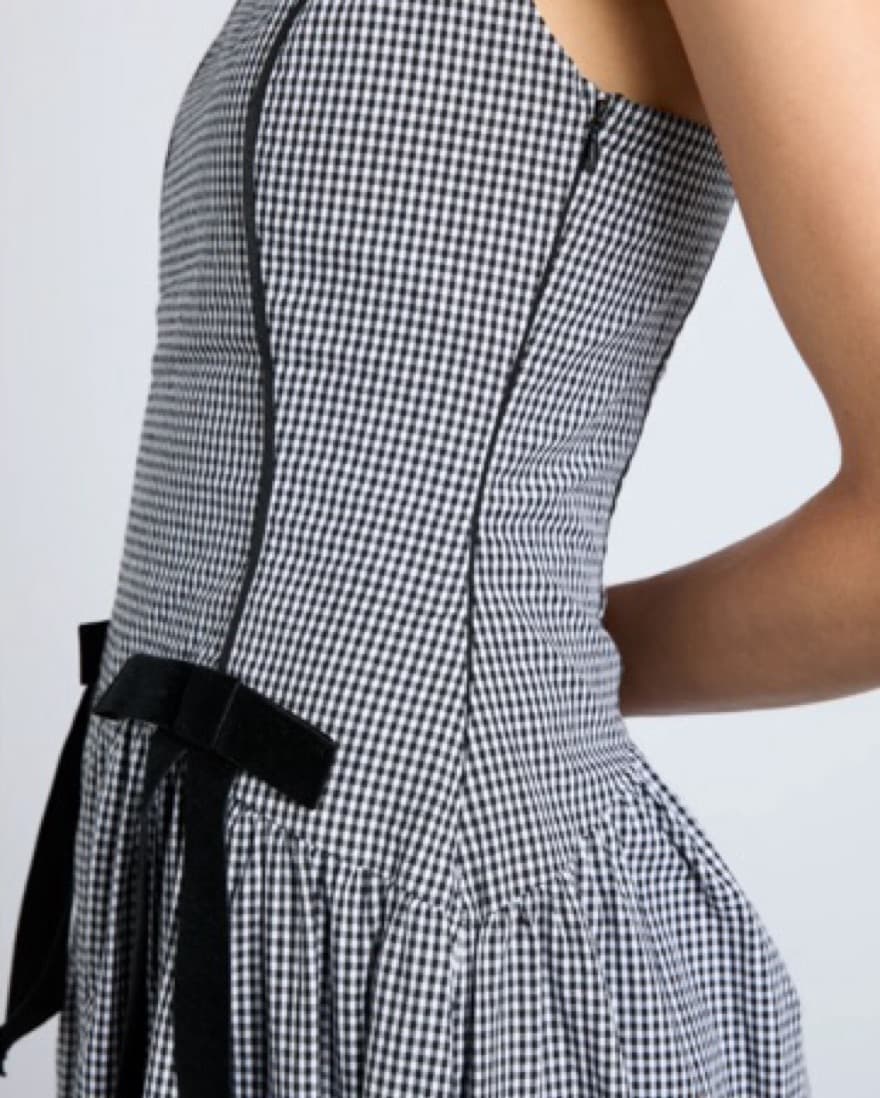 Damson Madder Navy Gingham Dress - Image 3