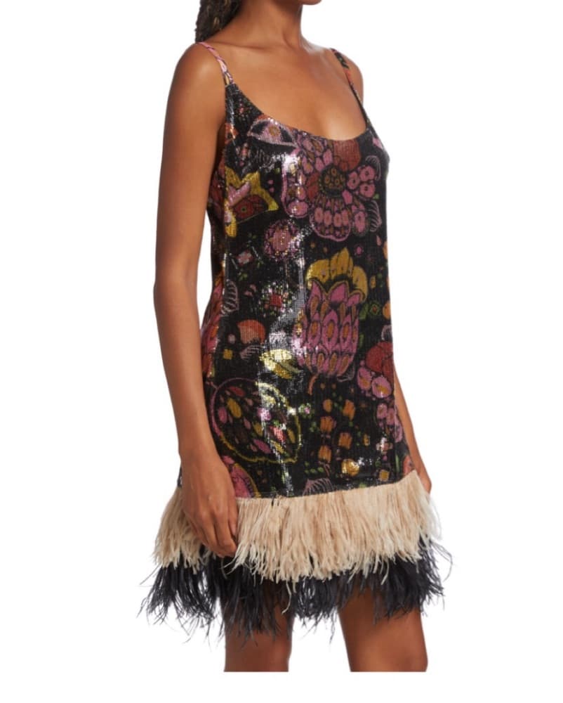 La DoubleJ Gatsby Feather Trim Slipdress - Image 2