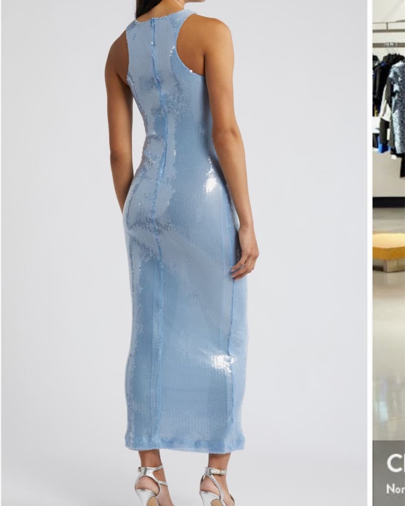 Rare London Sequin Sleeveless Blue Dress - Image 2