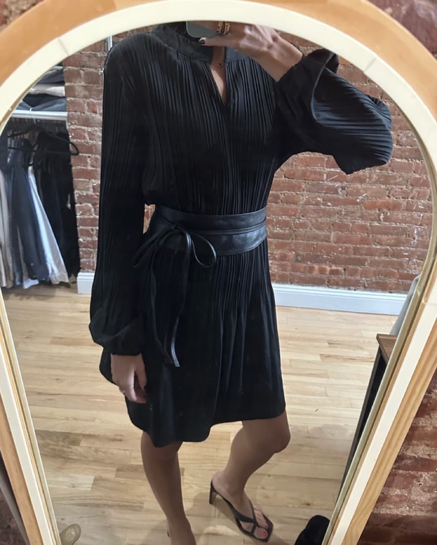 Lonsleeve Crinkle Dress W Belt - Image 3