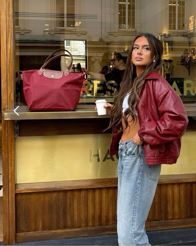 Halley Faux Leather Red Bomber Jacket 🍒 - Image 5