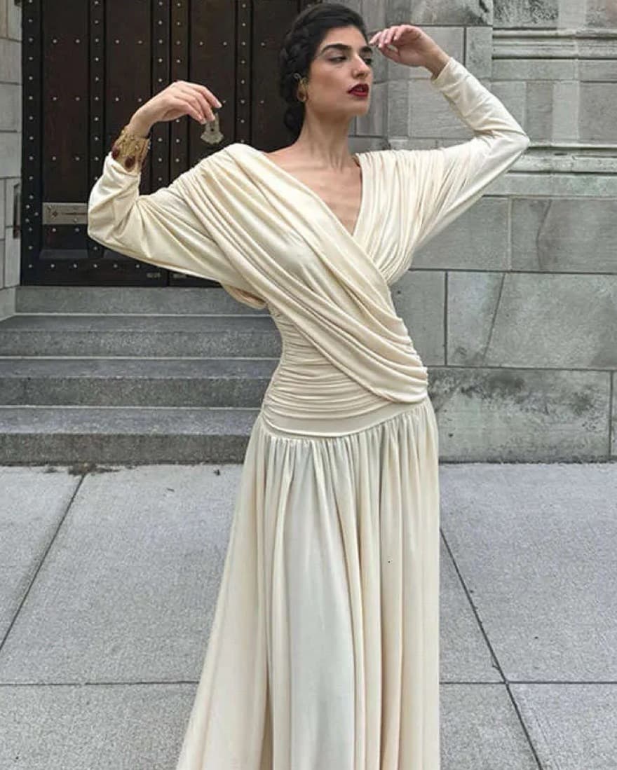 Amy Shehab LONG SLEEVE DRAPED DRESS - Image 5