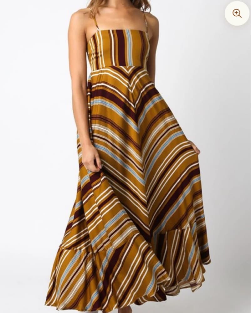 Browns, White, & Blue Striped Maxi Dress - Image 4