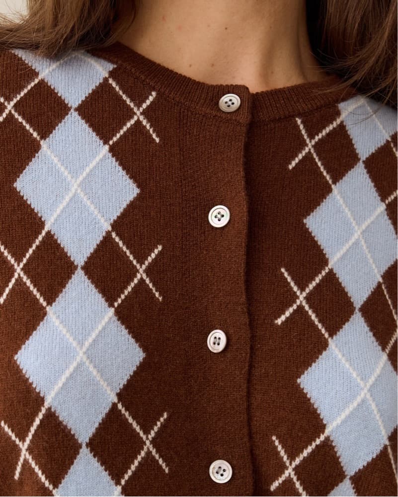 Finley Cashmere Argyle Cardigan  - Image 4