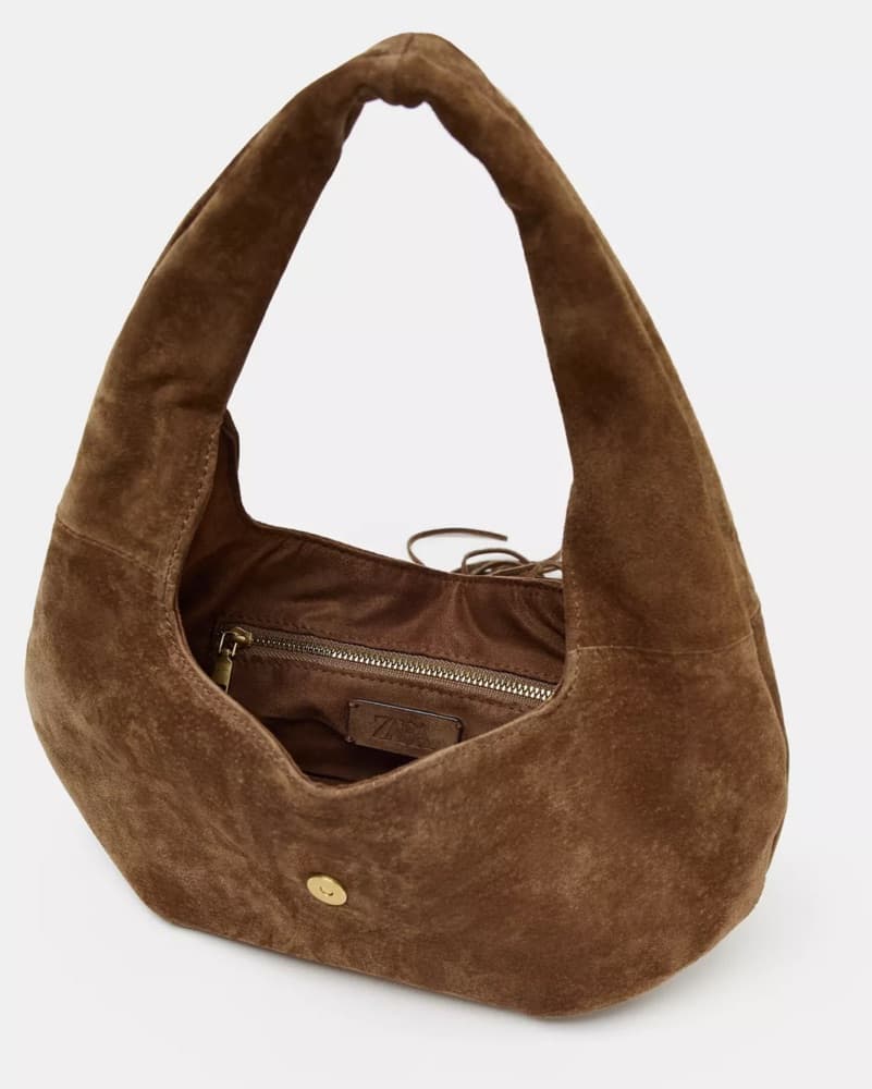 Split Leather Shoulder Bag With Fringes - Image 3