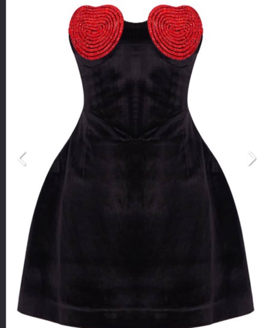  crystal heart bustier mini velvet dress - Image 3
