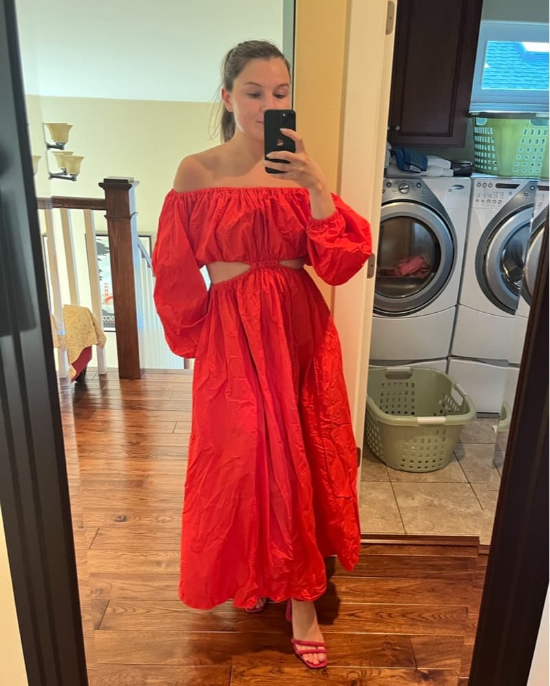 Scanlan Theodore Cotton Red Dress  - Image 4