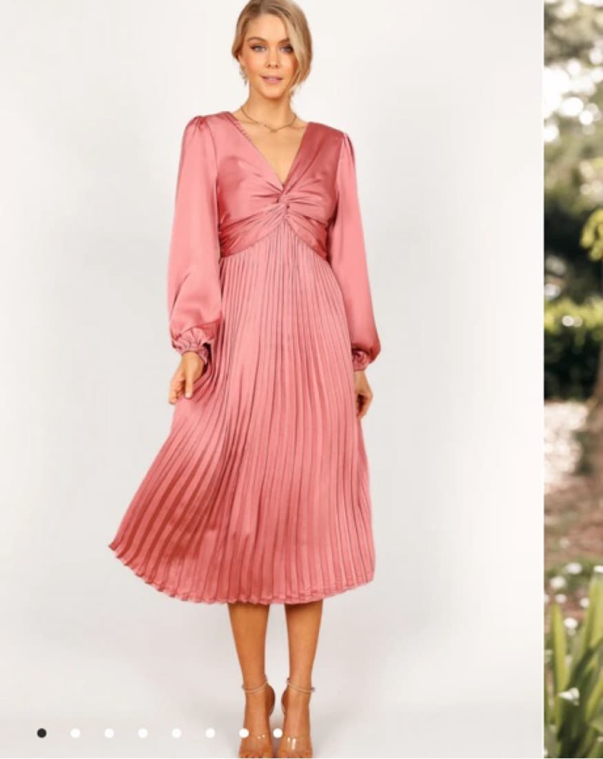 NOELLE TWIST FRONT PLEATED MIDI DRESS - Image 1
