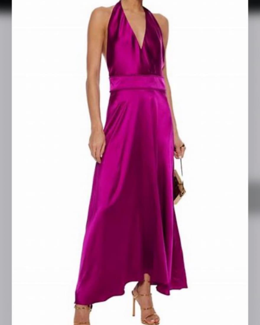 Maje Fuschia Silk Satin Gown - Image 4