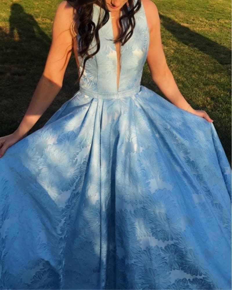 Elegant Blue Sherri Hill Prom Dress - Image 1