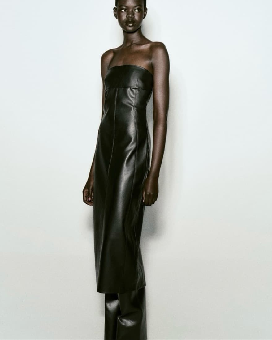 Zara Strapless Leather Dress - Image 3
