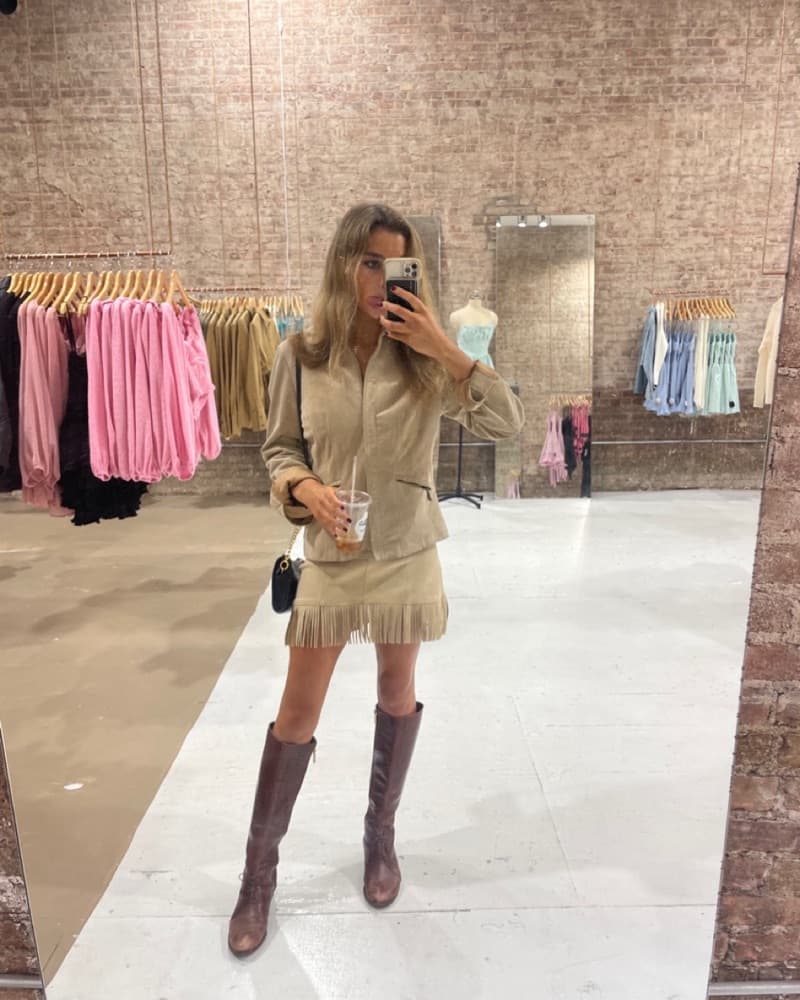Fringe Suede Skirt  - Image 1