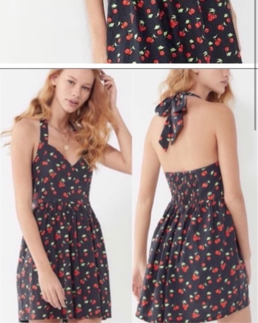 Urban Outfitter Cherry Linen Halter Dres - Image 2