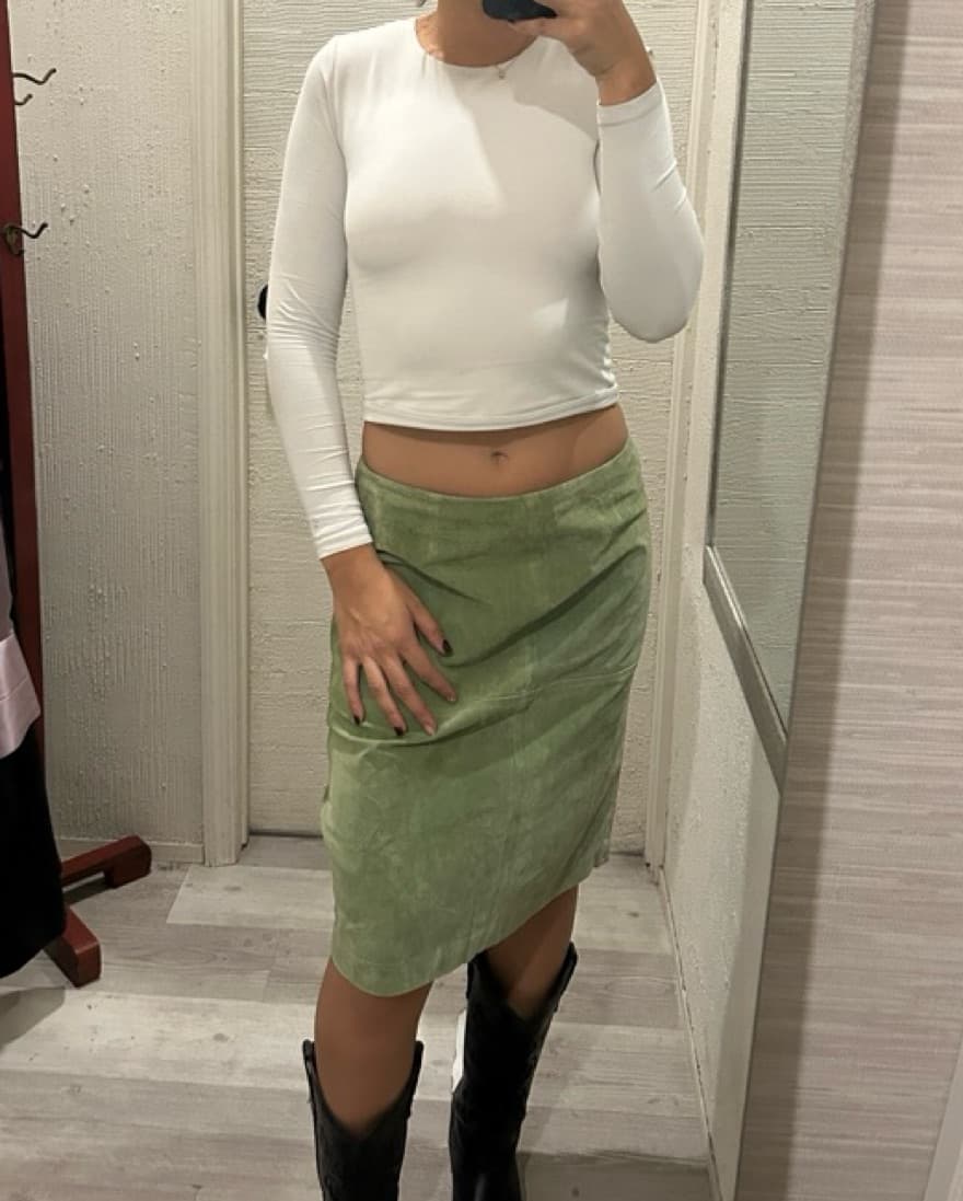 Green Suede Skirt - Image 1