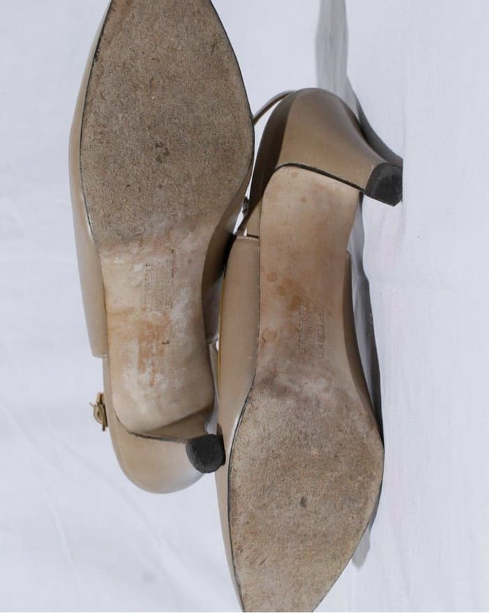 Vintage Ferragamo Nude Slingback Heels - Image 3