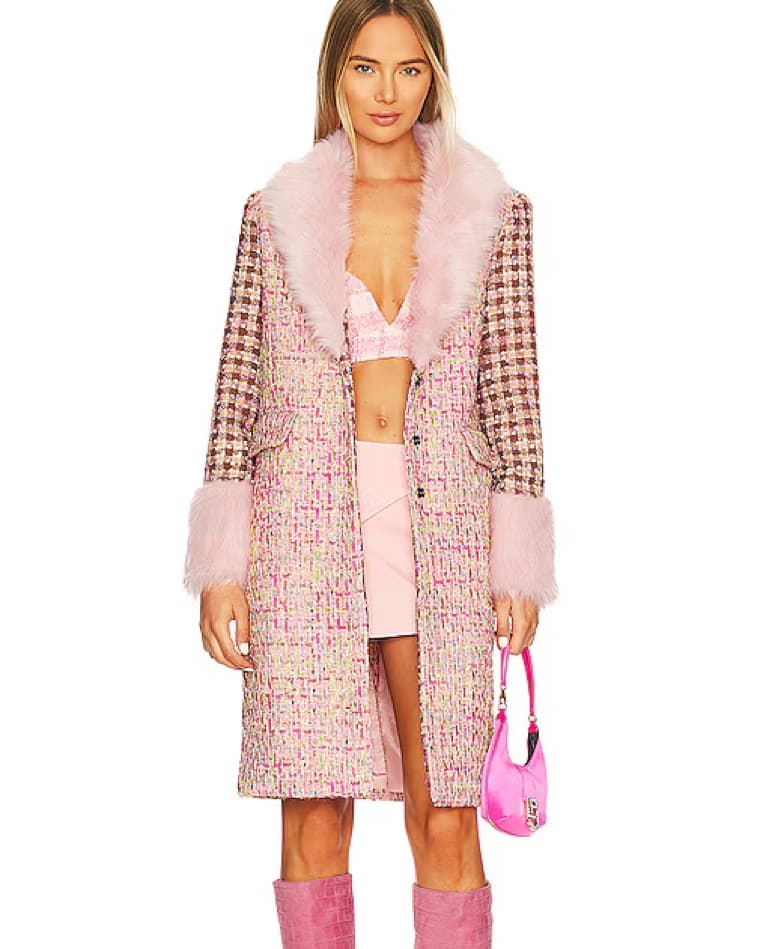 Kim Shui Vegan Fur Lined Tweed Coat - Image 3