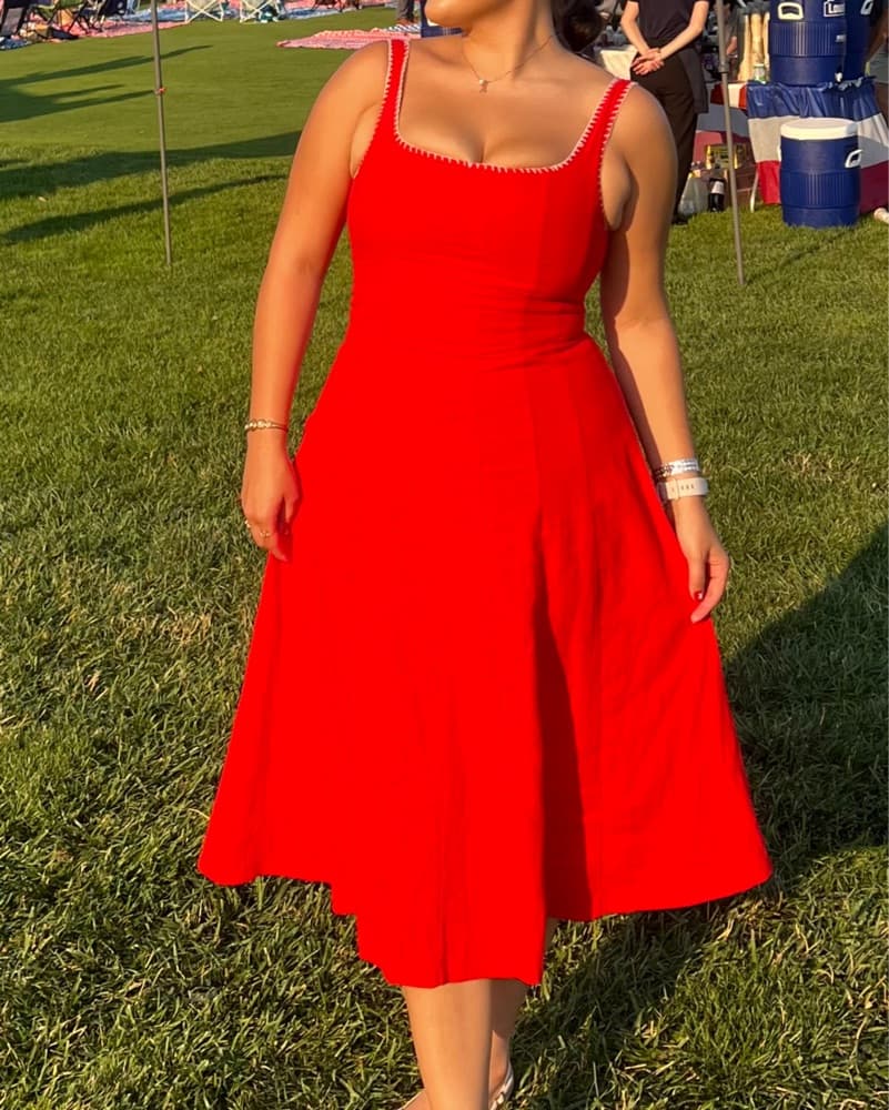 Linen A Line Midi Dress - Image 1