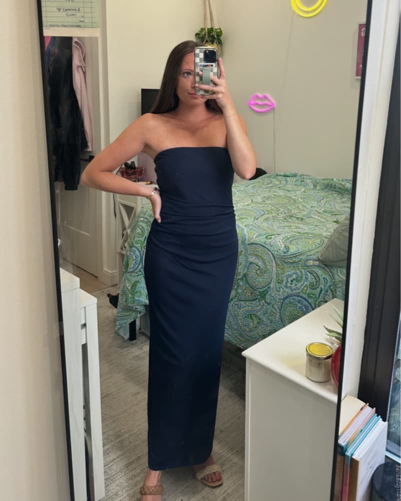 Navy Strapless Dress - Image 1