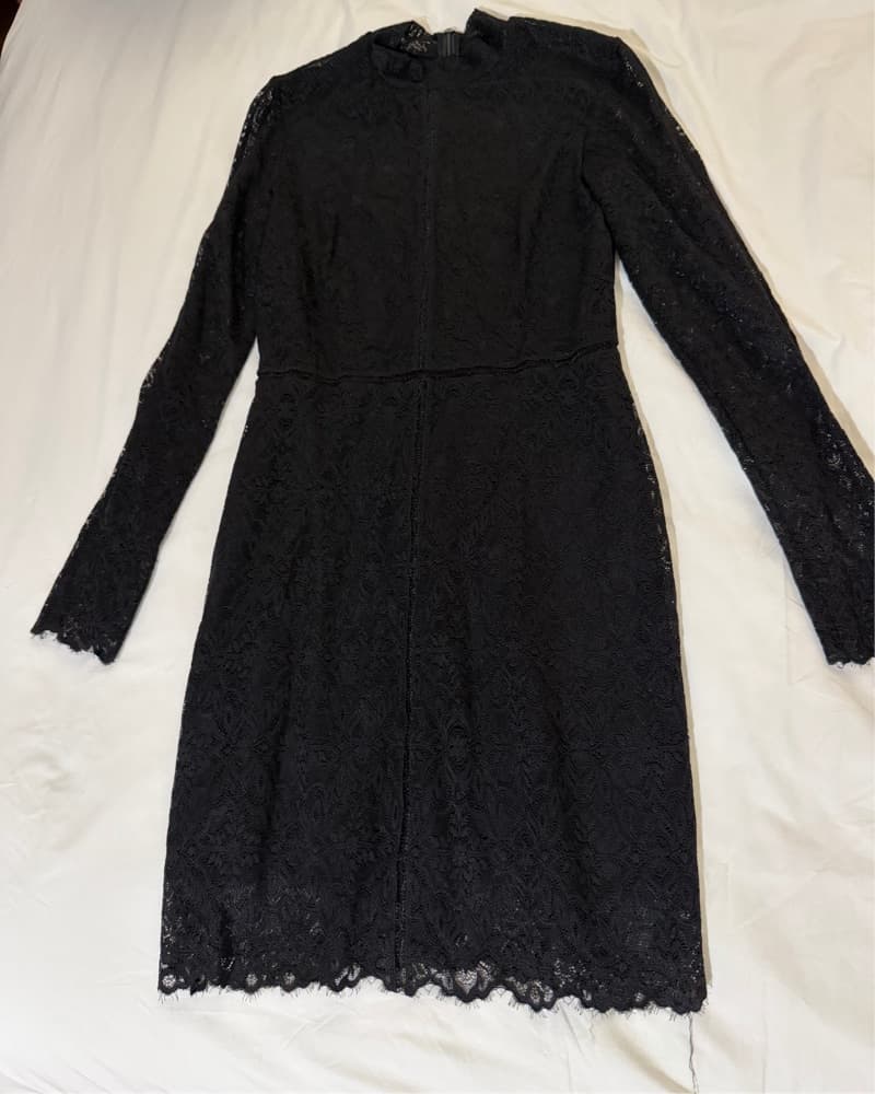 Elegant Black Lace Midi Dress - Image 2
