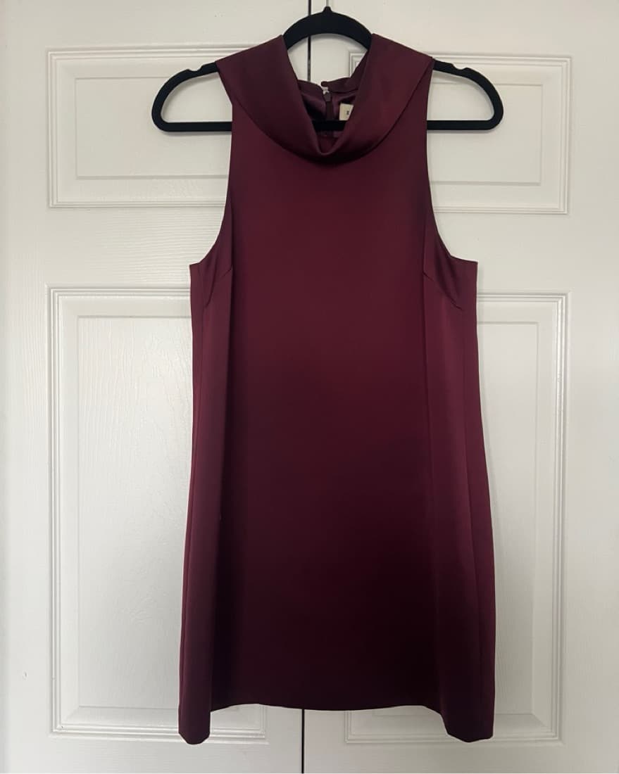 Burgundy Shift Cowl Neck Dress  - Image 1