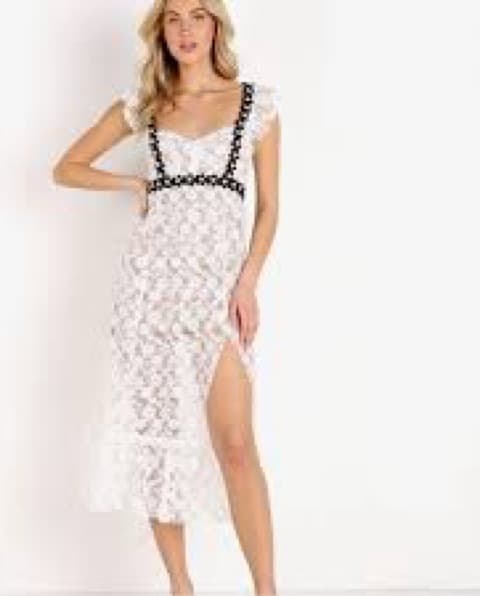 Elegant Lace Midi Dress with Bow Detailing - Image 3