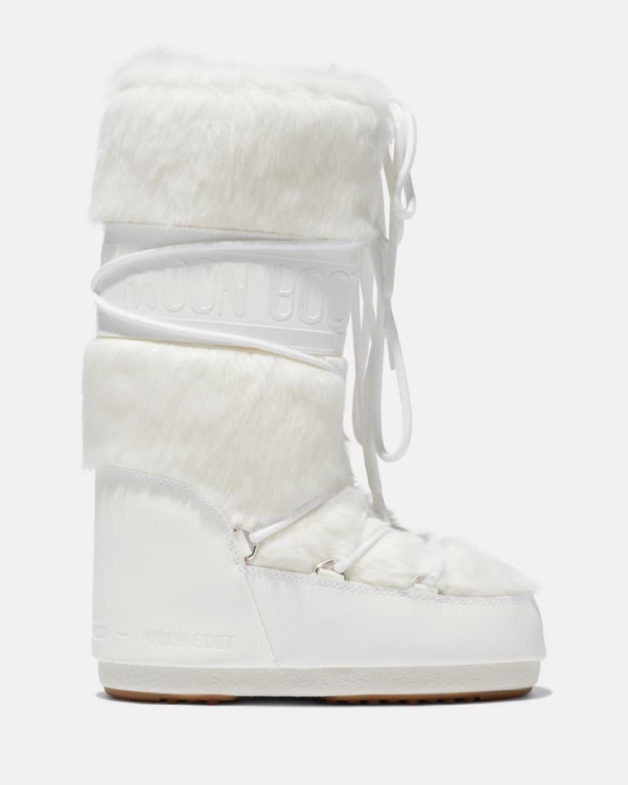 White Fur Moon Boots High - Image 1