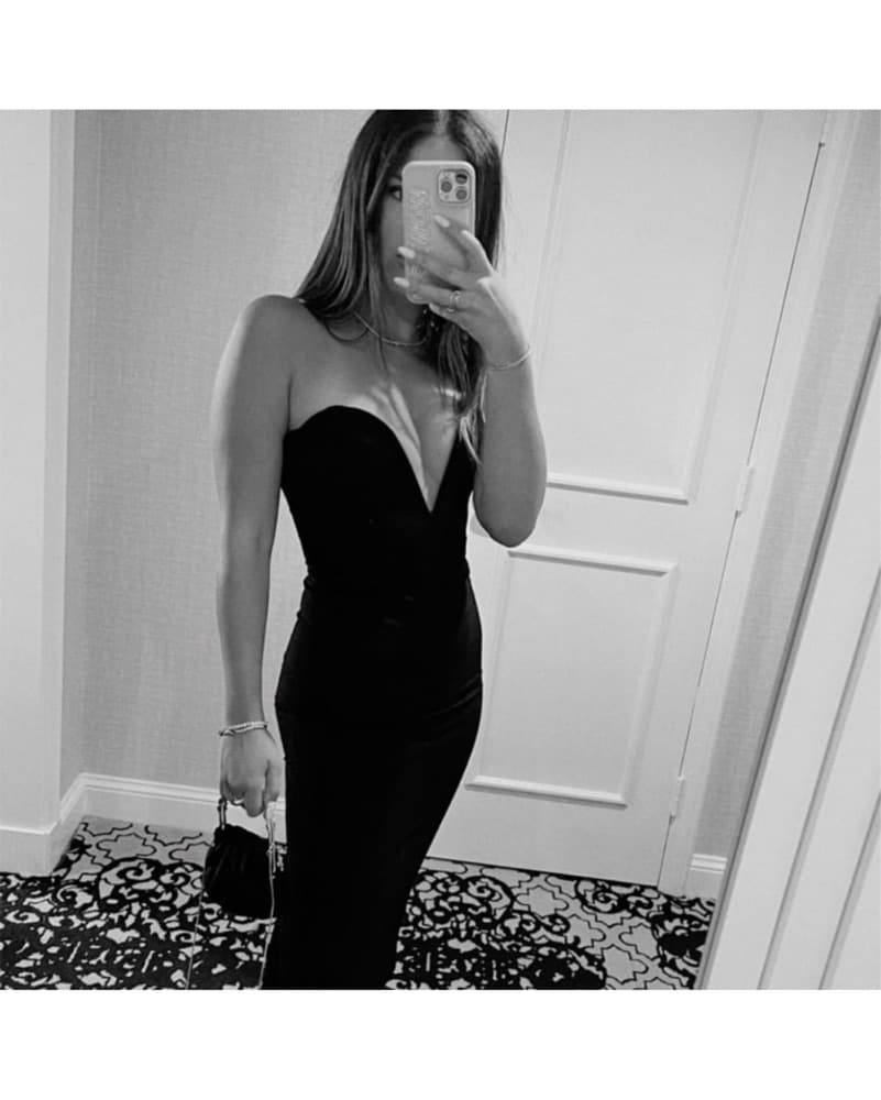 Chic Black Strapless Midi Dress - Image 1